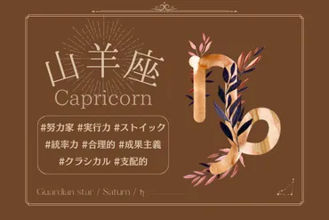 山羊座】誰もが認める努力家！大胆な実行力で夢を現実にする優れた手腕と統率力を持つ星座