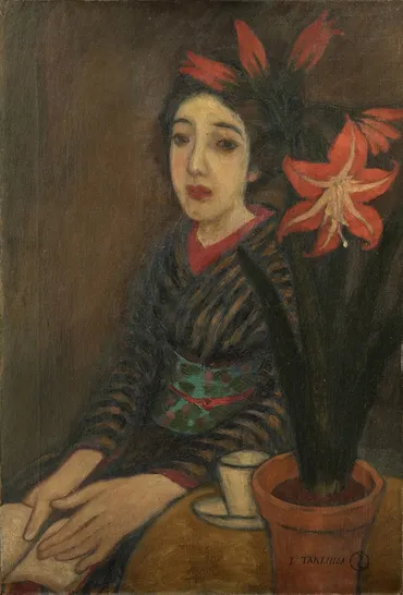 夢二郷土美術館】月日から日間限定油彩画「アマリリス」を一般初公開