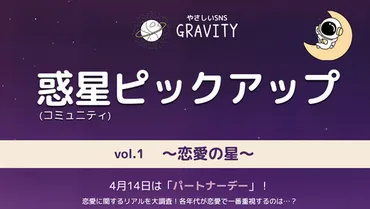 やさしい「グラビティ」、月日はパートナーデー!恋愛に関するリアルを大調査!各年代が恋愛で一番重視するのは…?(年月日)