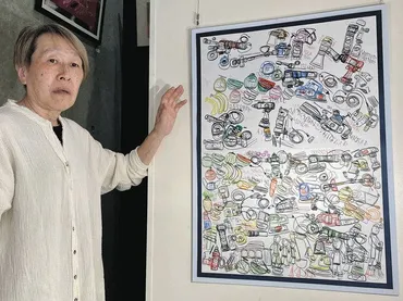 知的障害ある「2人の世界展」 線と色に宿る個性 21日まで横浜・石川町で45点展示:東京新聞デジタル
