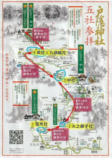 戸隠神社 御朱印・五社参拝の記念しおりのもらい方 アクセス・巡り方考察