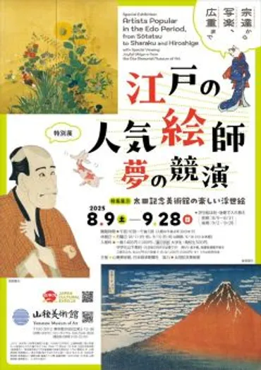 江戸絵画の名品が勢ぞろい「江戸の人気絵師 夢の競演 宗達から写楽、広重まで 特集展示：太田記念美術館の楽しい浮世絵」山種美術館 取材レポート : 美術 散歩