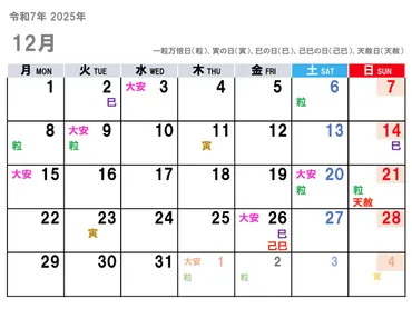 2025年12月（令和7年）の金運吉日はコチラ！