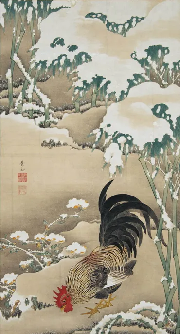 伊藤若冲《雪中雄鶏図》など初期作・晩年作を一挙公開、展覧会「若冲と江戸絵画」京都・細見美術館で 